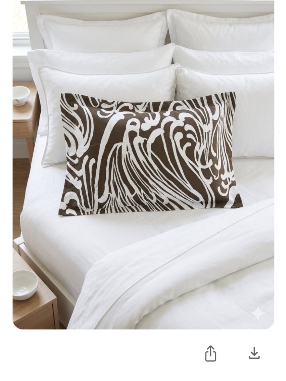 Trina Turk Brown and White Wave-Print Standard Pillow Sham
